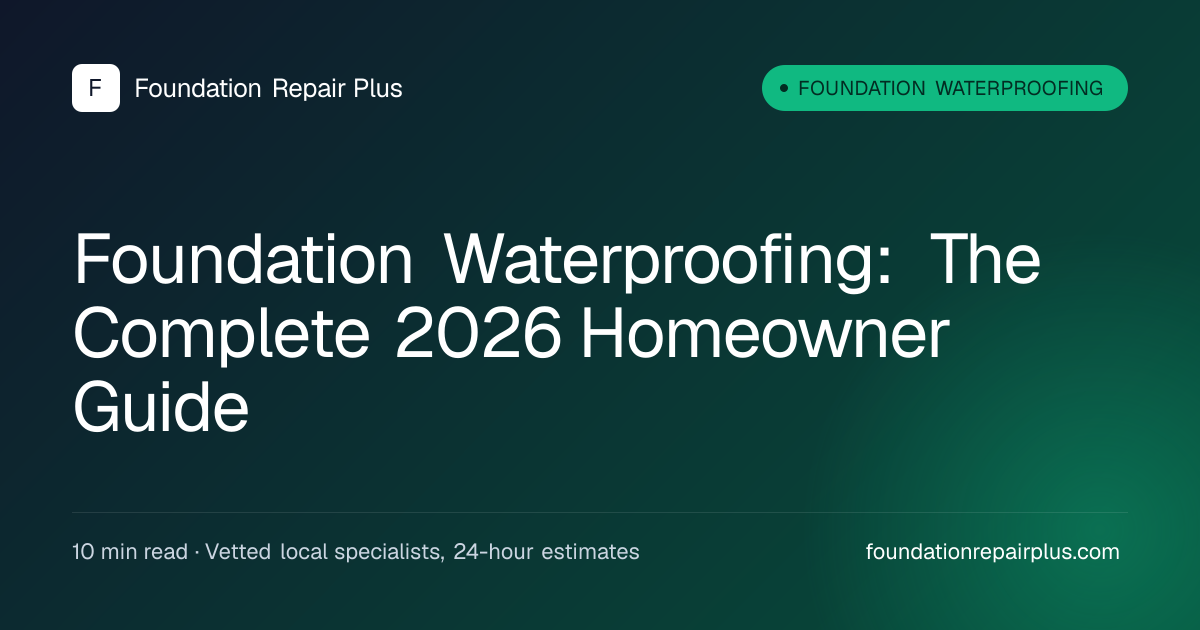 Foundation Waterproofing: The Complete 2026 Homeowner Guide ...