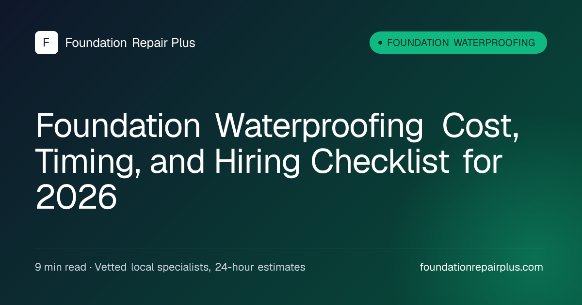 Foundation Waterproofing Cost, Timing, and Hiring Checklist for 2026 ...